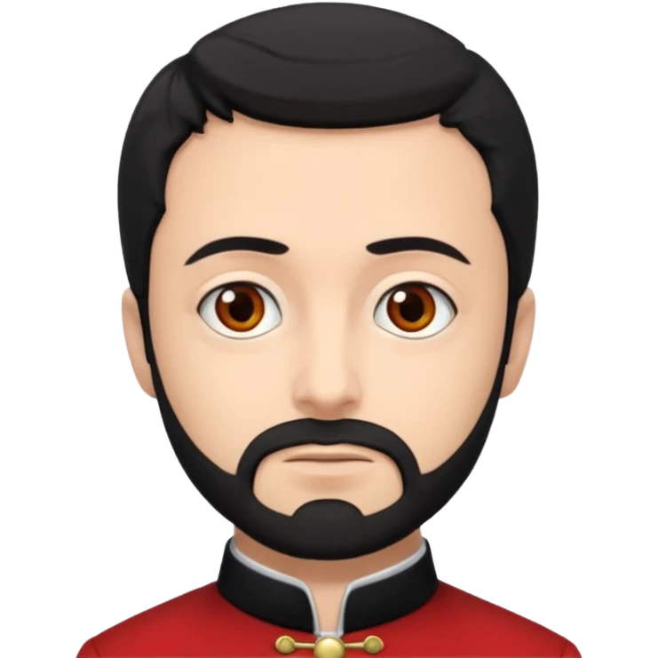 Jean Valjean From Les Miserables with light skin, gray eyes, Black Hair, red outfit emoji