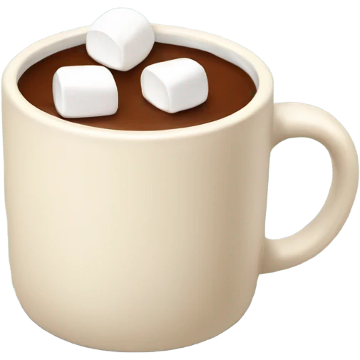 Light beige mug of hot chocolate with marshmallows  emoji