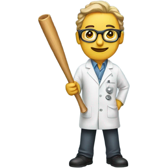 scientist holding baseball bat tubes emoji