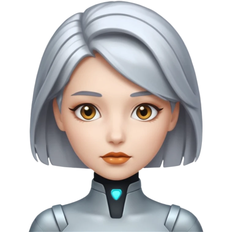 futuristic woman with metalic hair emoji