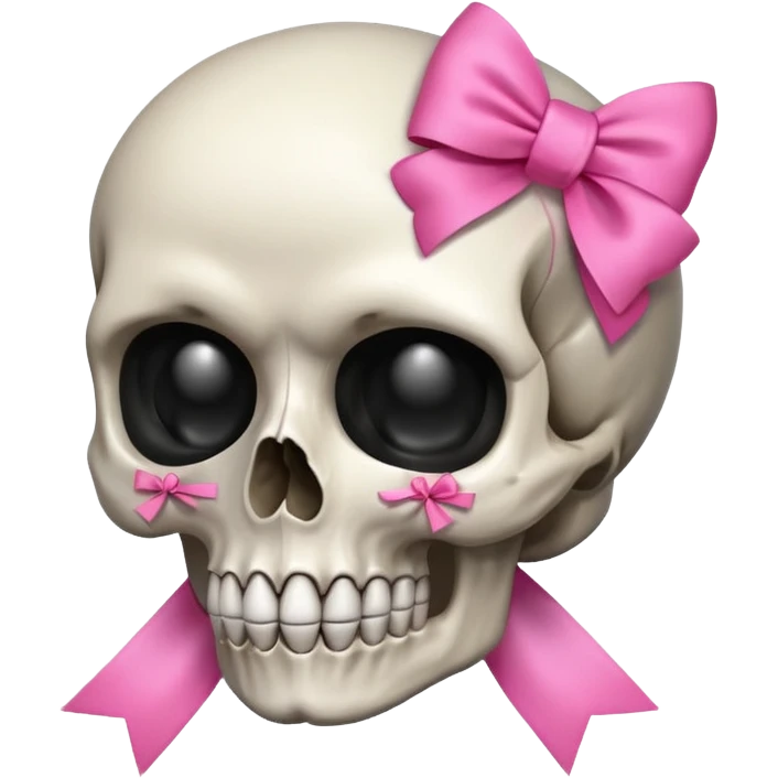 skull emoji with pink ribbon pookie not with hair emoji