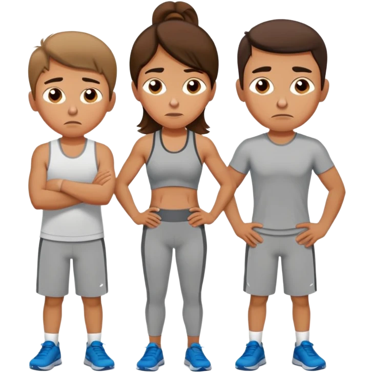 Exhausted Light brunette fit mom with 3 sons emoji