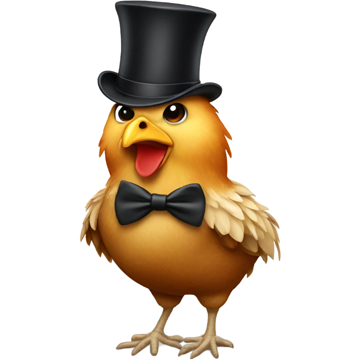 Chicken wearing top hat emoji