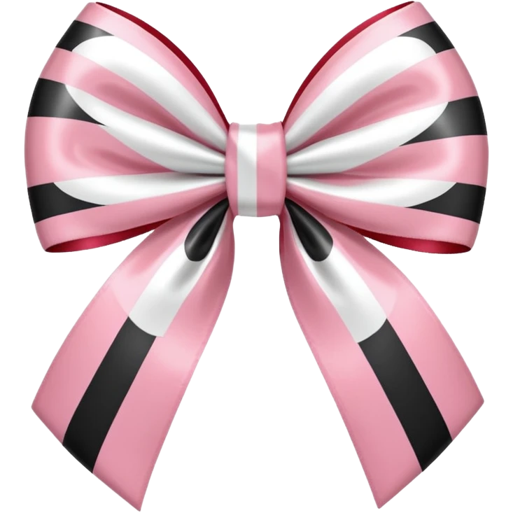 candy cane bow shape with light pink stripes and a satin bow emoji