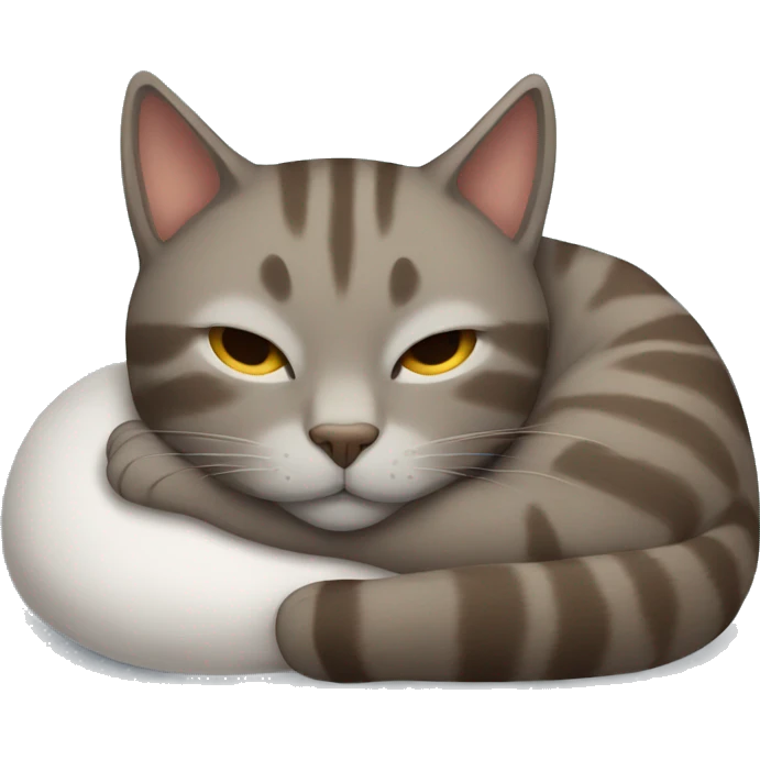 brown and gray cat sleeping emoji