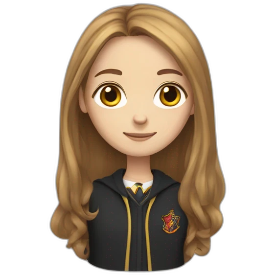 girl with long lightbrown hair, dreesed up as harry potter emoji