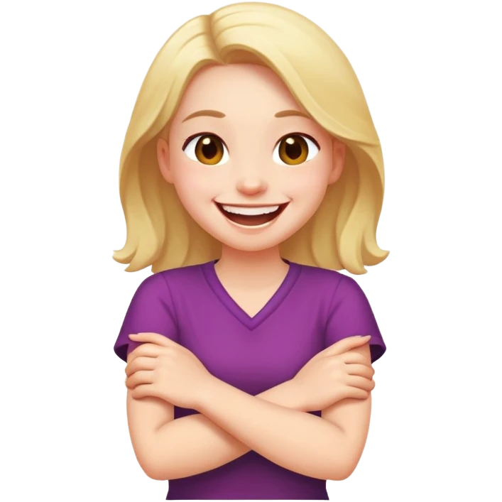 Girl laughing with arms crossed emoji