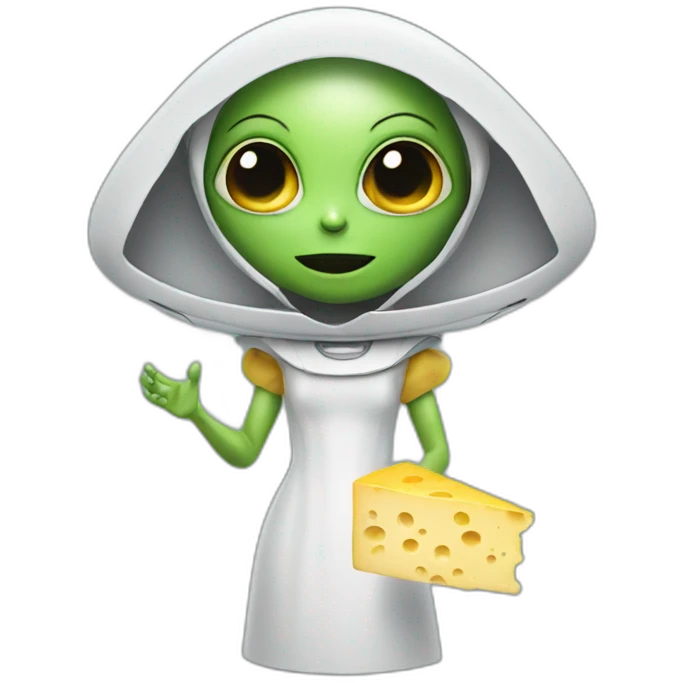 Miss alien with cheese emoji