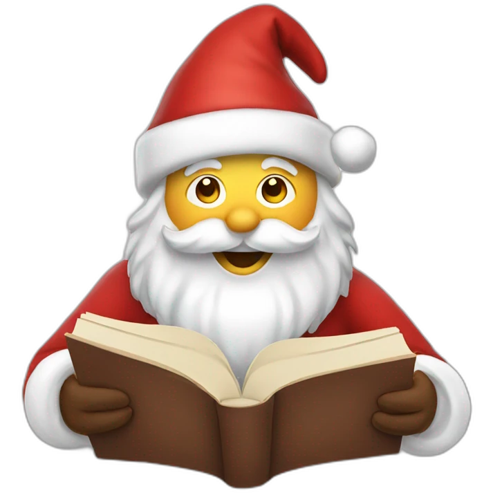 Jolly Santa reading a book emoji