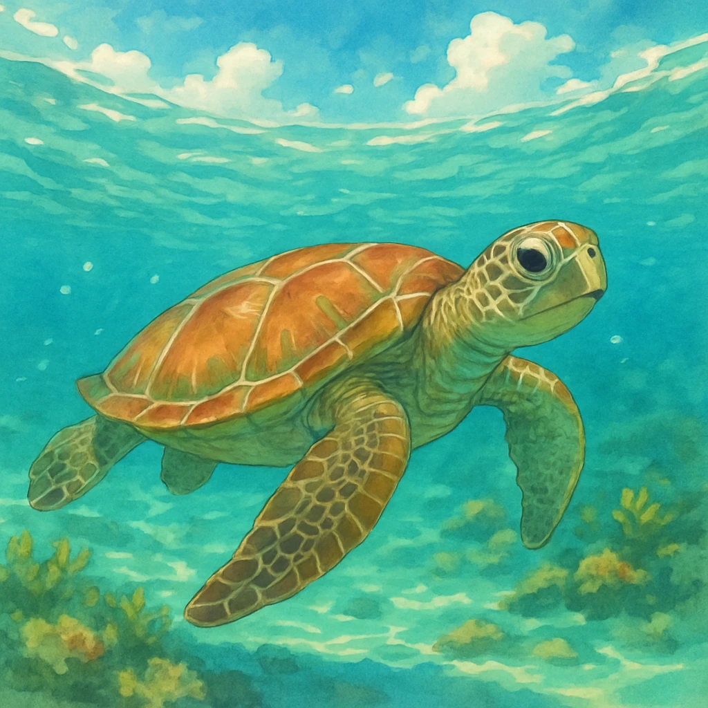 sea turtle in beautiful clear turquoise caribbean sea underwater emoji
