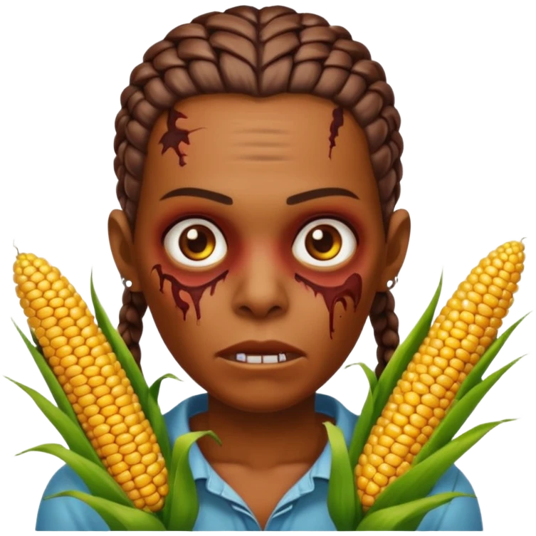 A zombie with corn rows and brown skin emoji