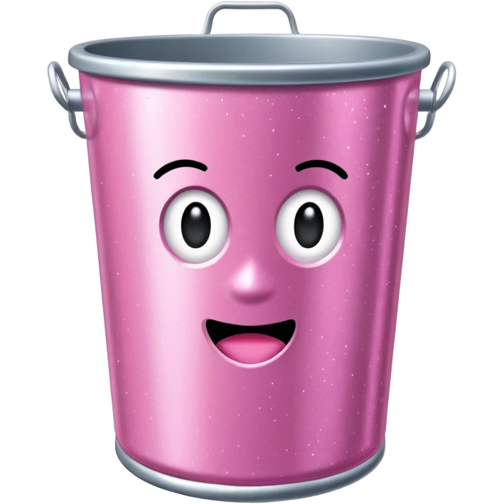 glittery pink shiny office trashcan emoji