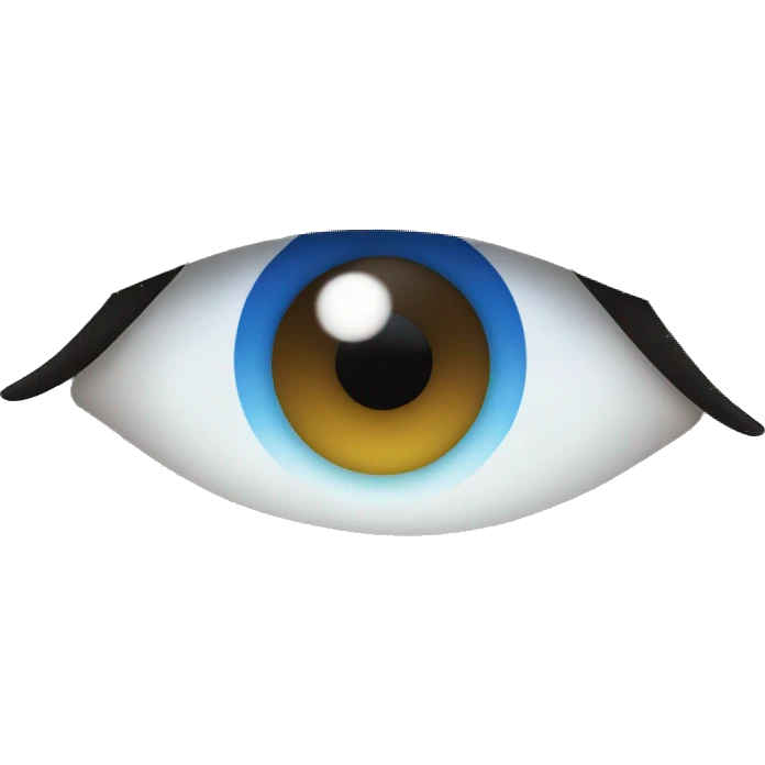 one eye with a blue pupil and three blue eyelashes on the left emoji