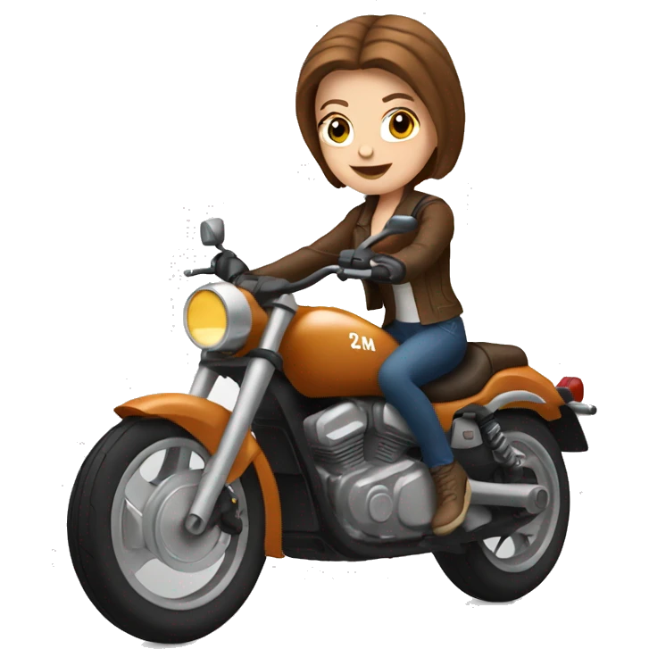 White girl with brown hair on motorcycle  emoji