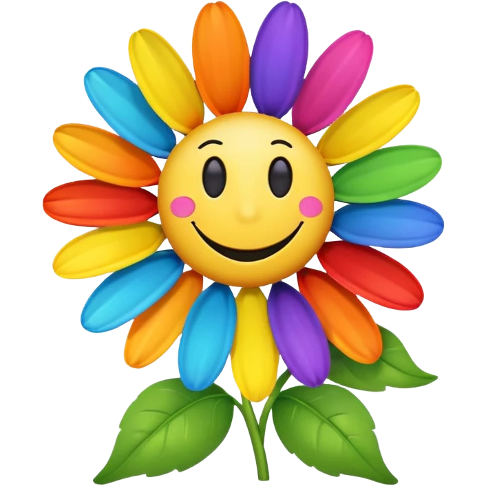 Rainbow daisy with smiley face emoji
