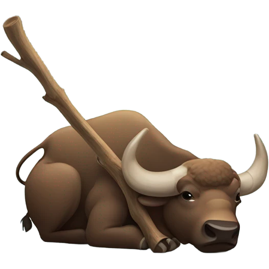 Buffalo with a big stick on its belly emoji