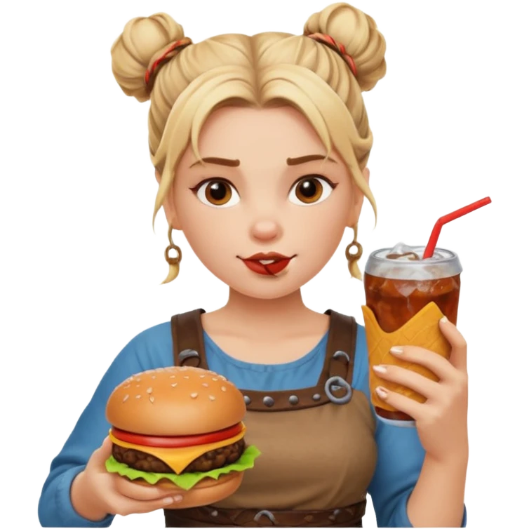 woman viking eating burger emoji