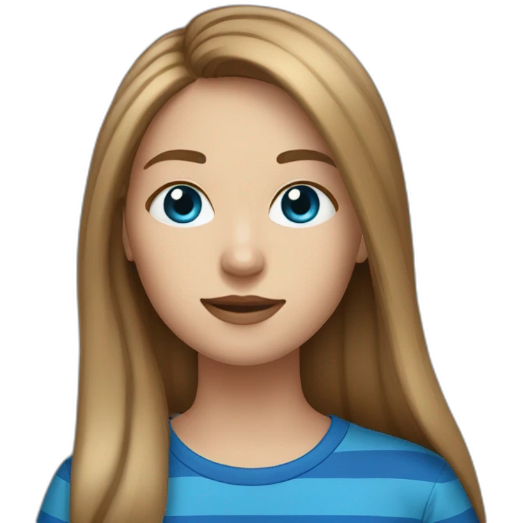 long light brown hair woman with blue eyes black stripy t-shirt emoji