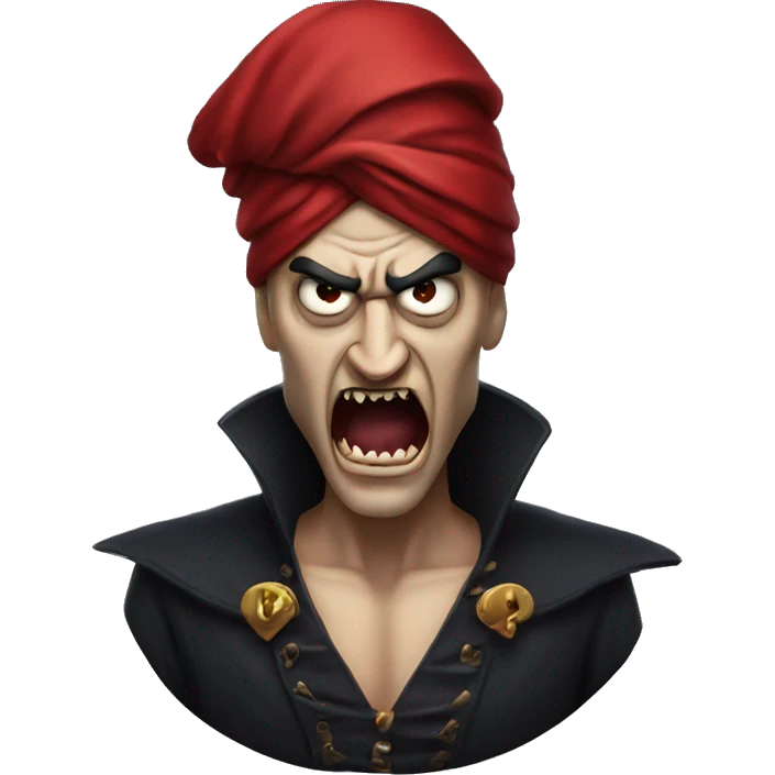Angry vampire with turban and fangs emoji
