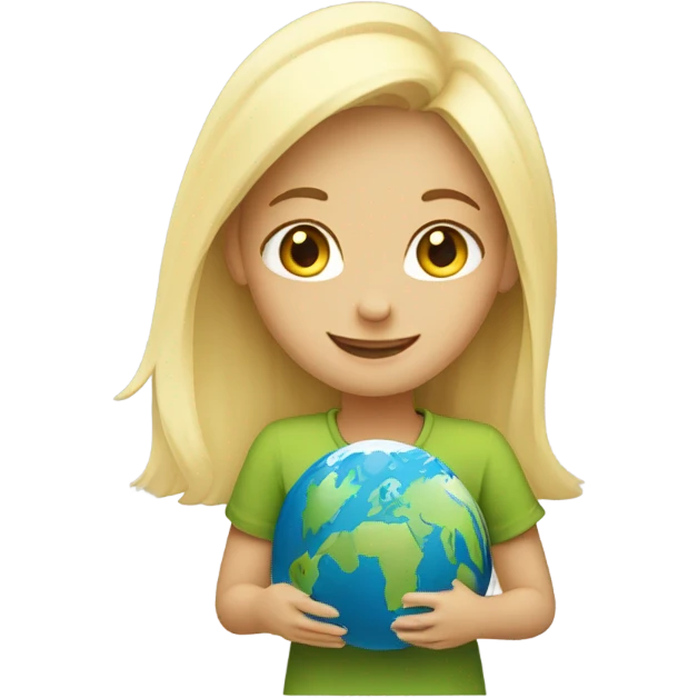 blonde girl hugs the planet emoji