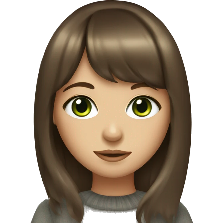  girl with brown hair with bangs with green eyes and eyeliner  emoji