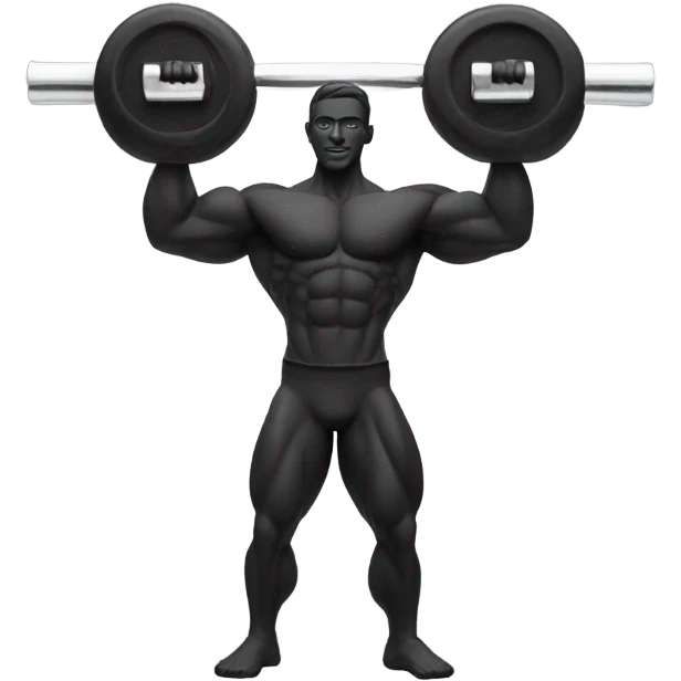 muscle with dumbell. all solid black.  emoji