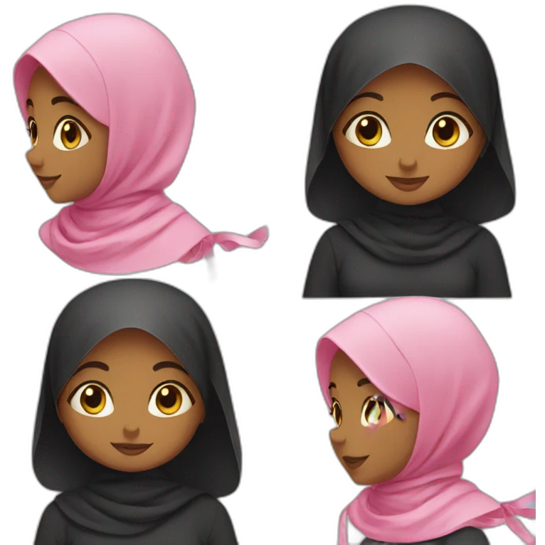 Cute black hijabi with pink ribbon emoji