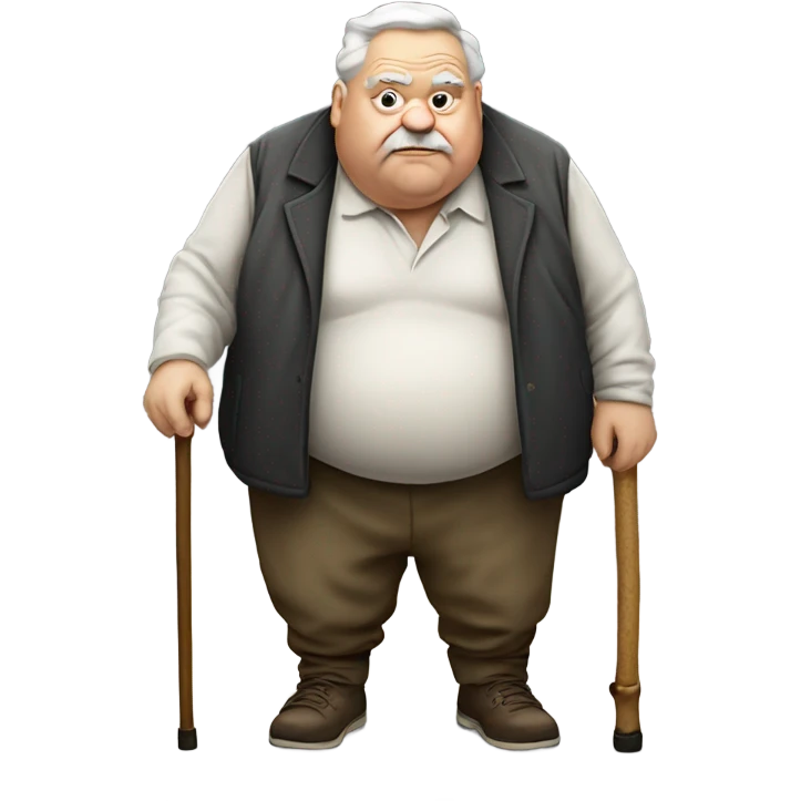 Fat old man with a nose piercing and a walking stick  emoji