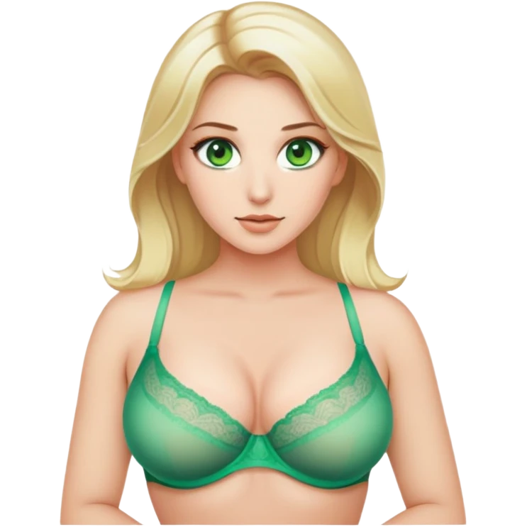 green eyes blonde with big chest in transparent bra emoji