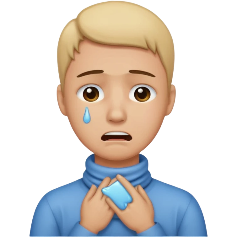 person holding neck well crying  emoji