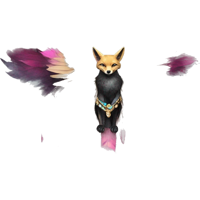 Dark black Beige cyan Pink magenta burgundy maroon cyan beige gray coyote fox black stripes wearing gold jewellery gold piercings gold gilded vintage watercolour tie dye black raven wings emoji
