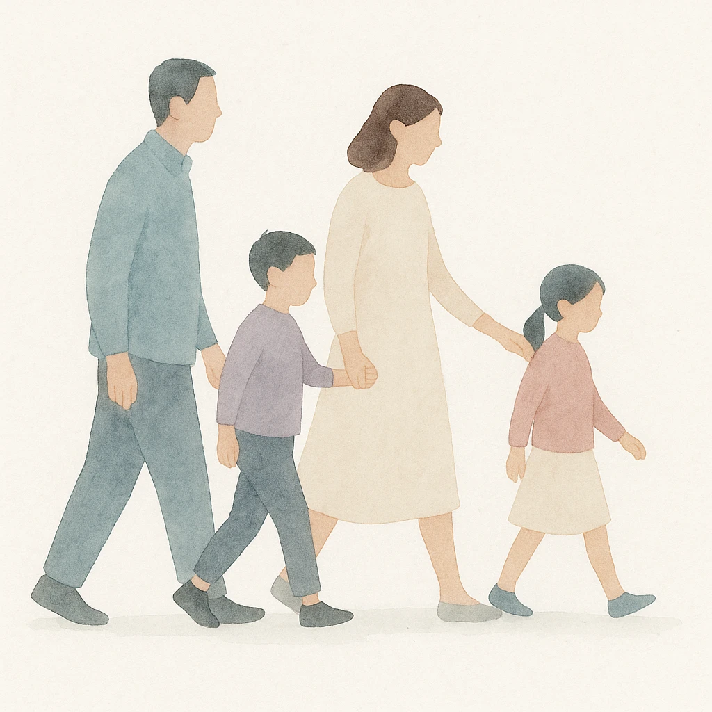 Chinese family walking emoji