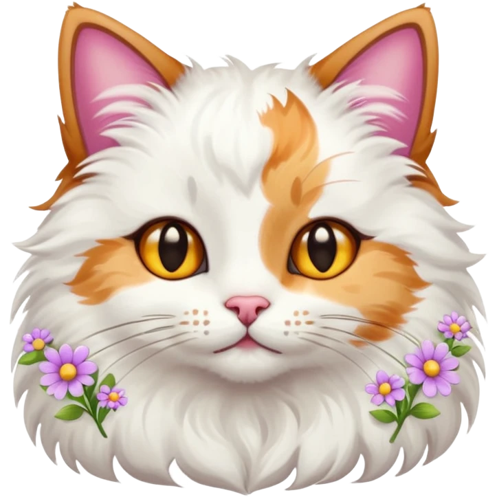 кіт з квітами та зірками emoji