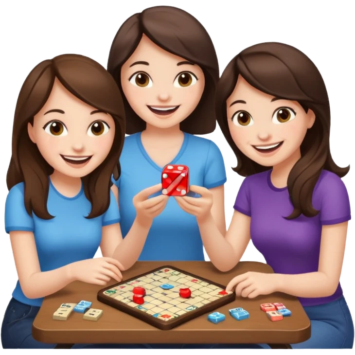 brunette friends playing board game emoji