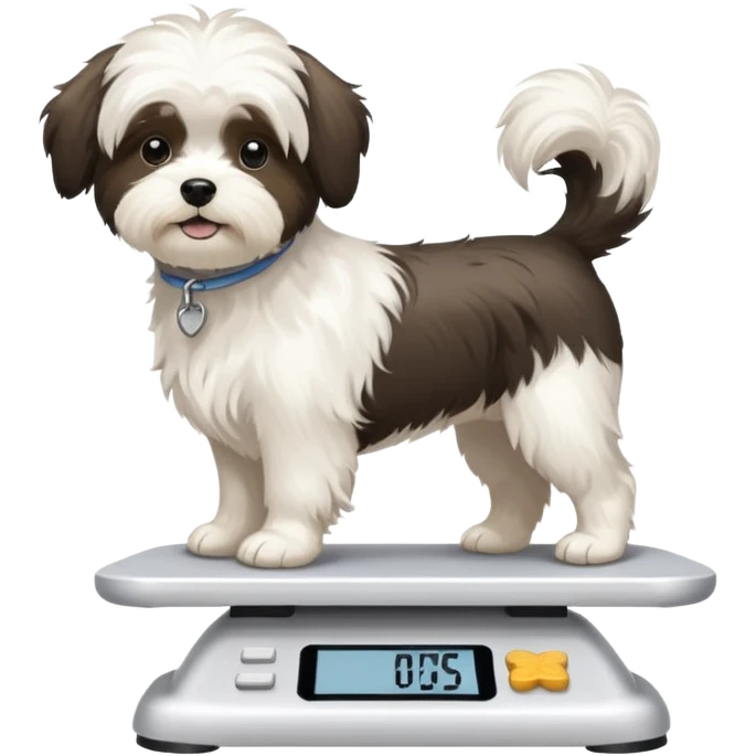 White havanese dog stepping on a broken scale  emoji