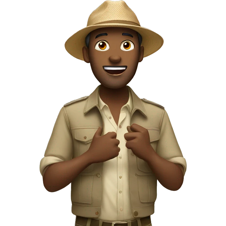 guy in safari hat singing emoji