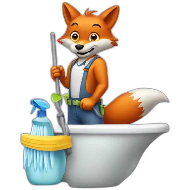 a fox from a cleaning company who cleans the bathroom emoji