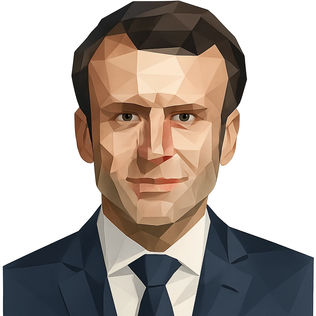 low-poly style portrait of Emmanuel Macron emoji