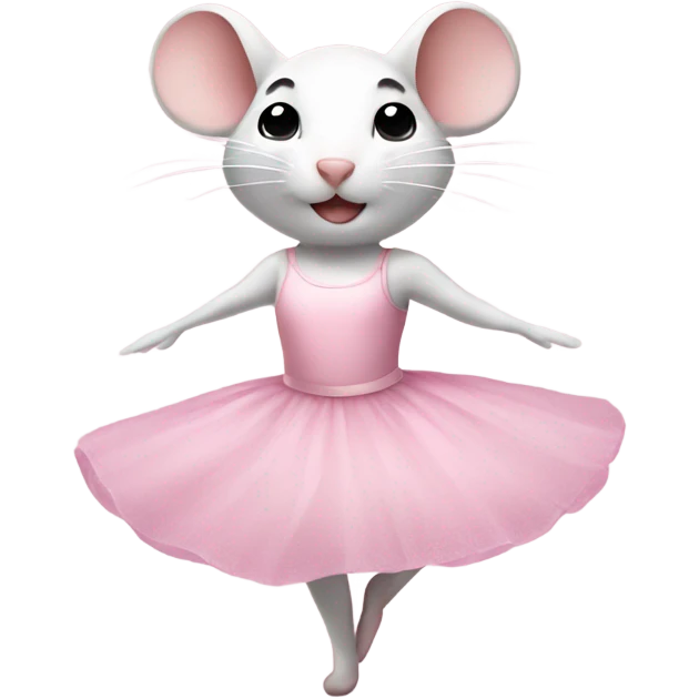 White mouse in a pink ballet dress emoji