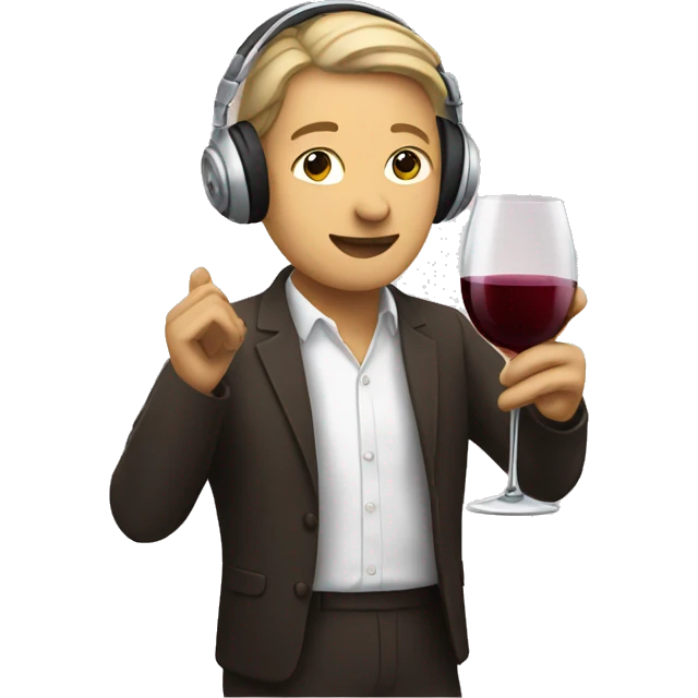 person wearing headphones drinking wine  emoji