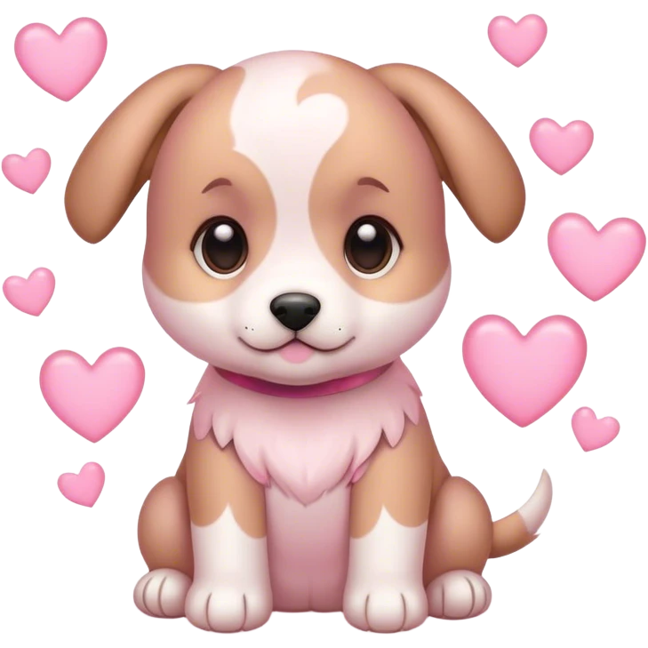 Puppy with light pink hearts around it emoji