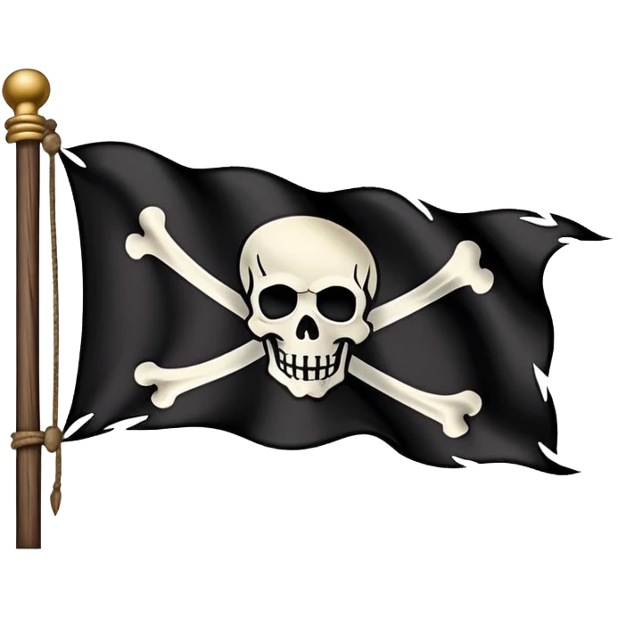 pirate flag with skull and crossbones, classic jolly roger emoji