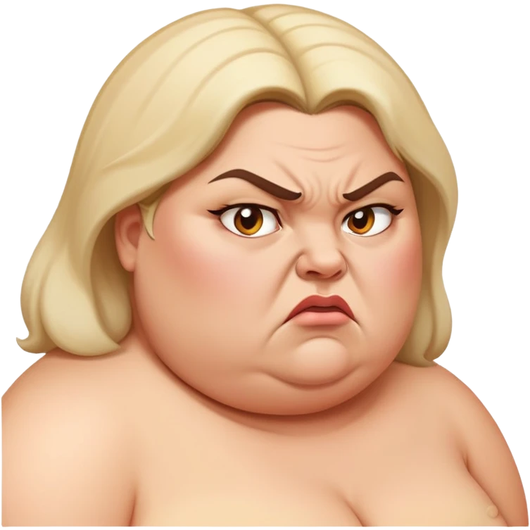 angry fat lady facing sideways. side of face. profile view. emoji