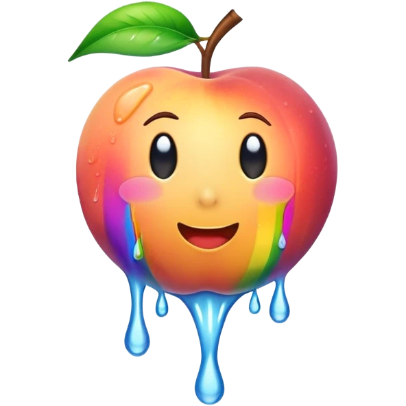 Wet rainbow dripping peach emoji