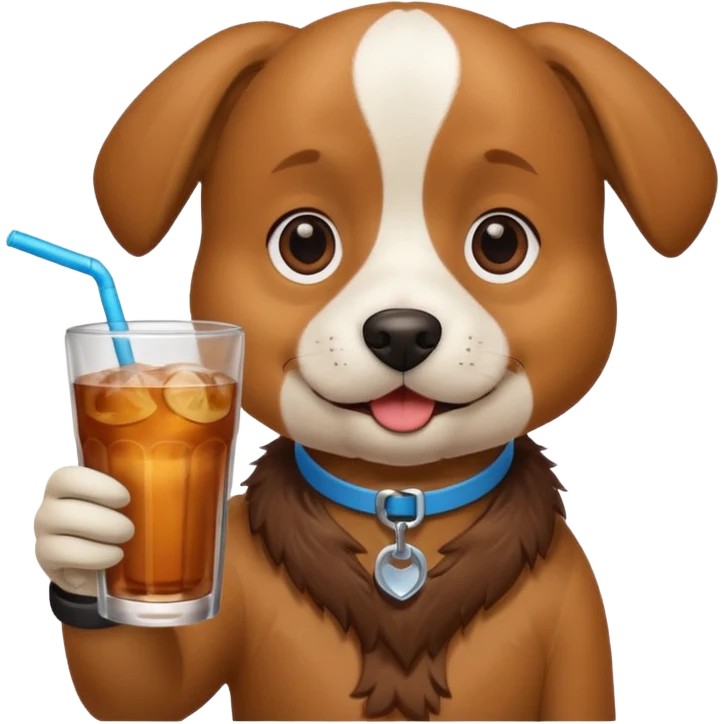 Chien avec une boisson emoji