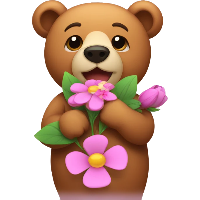 Bear with flower emoji