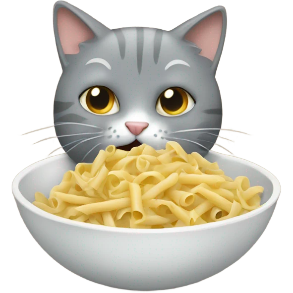 gray Cat eating pasta emoji