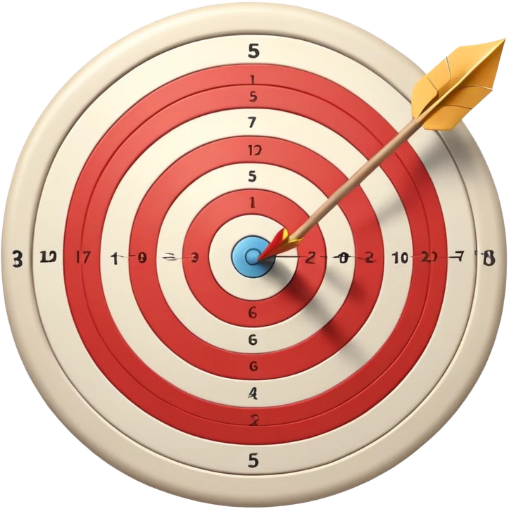 A bow and arrow aimed at a target, with the arrow perfectly positioned for release. The background features a target with concentric rings, emphasizing precision, skill, and focus in archery. The scene radiates concentration and the grace of the sport. emoji
