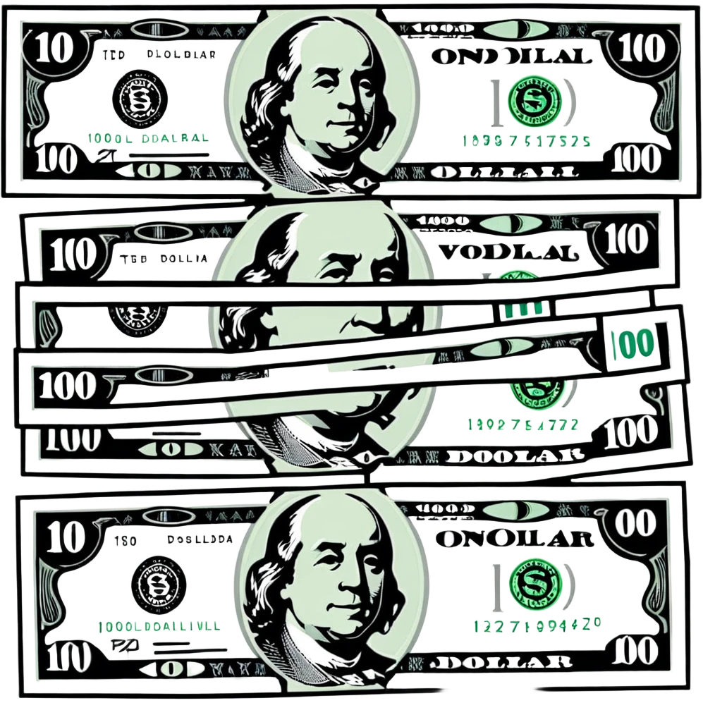 three 100 dollar bills emoji
