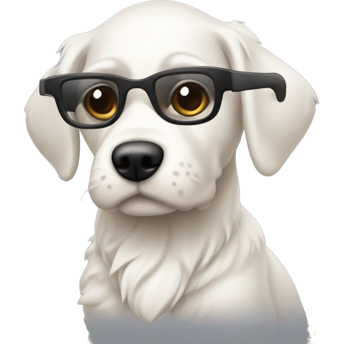 joven gafas piel blanca  y con algo más de pelo con perro pincher emoji